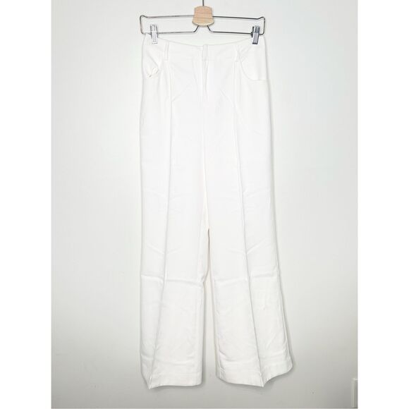 For Love & Lemons size S Shannon Pant White Trouser Wide Leg Chic Quiet Luxury - Picture 2 of 11